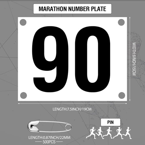 6 7.5 Inch Running Bib Numbers with Safety Pins for Marathon Sports Competition Events Tearproof Waterproof, x