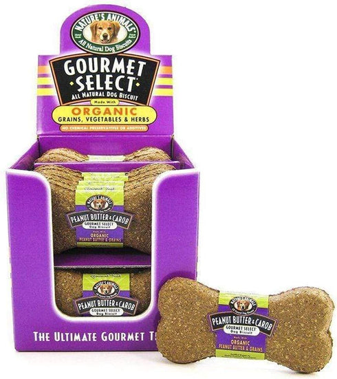 Nature'S Animals Gourmet Select Dog Biscuit Display, Peanut Butter And Carob, 24/Pack.