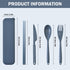 Large Reusable Travel Utensils Set with Case, Plastic Silverware for Adults, Portable Cutlery Set for Daily Use (Dark