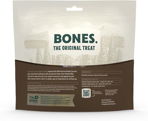 Hank & Roy All-Natural, Single-Ingredient Beef Marrow Bones for Dogs, Long Lasting, Engaging, High Collagen Bone Marrow