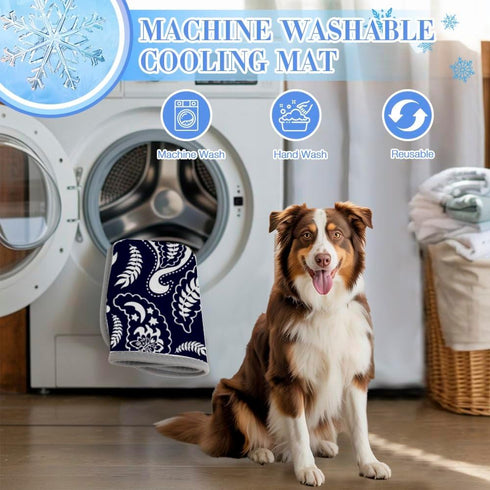 Generic 28" X22" Cooling Mats for Dogs Ice Silk Dog Outdoor Cooling Mat Paisley Flowers Motif Dog Bed for Crate