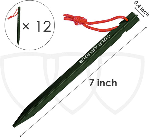 Gold Armour Heavy Duty Tent Stakes - 12 Pack Lightweight Camping Pegs for Outdoor Tent and Tarp
