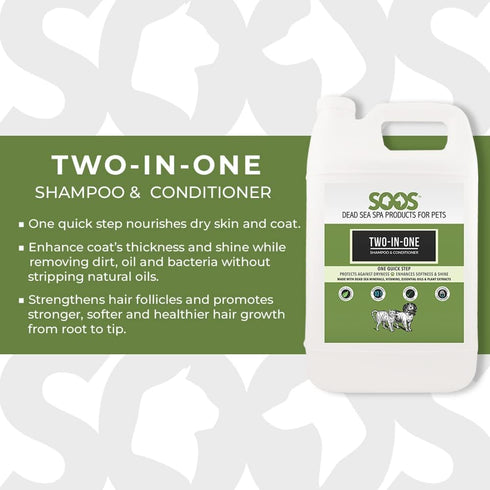 Soos Dog Shampoo and Conditioner, Two-in-One Natural Dead Sea Minerals, Deeply Absorbing with Vitamins (1x Gallon 4L)