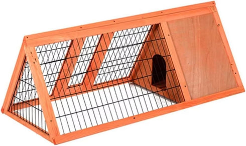 2 Garvee Wooden Rabbit Cage, A-Frame Chicken Coop Outdoor with Doors & Run, Triangle Rabbit Hutch with Ventilating