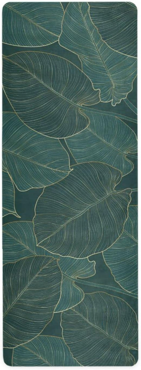 ZOEO Vintage Mandalas Leaves Yoga Mat - Non Slip Thick Kids Banana Palm Eco Rubber Workout, 70.8''x26''