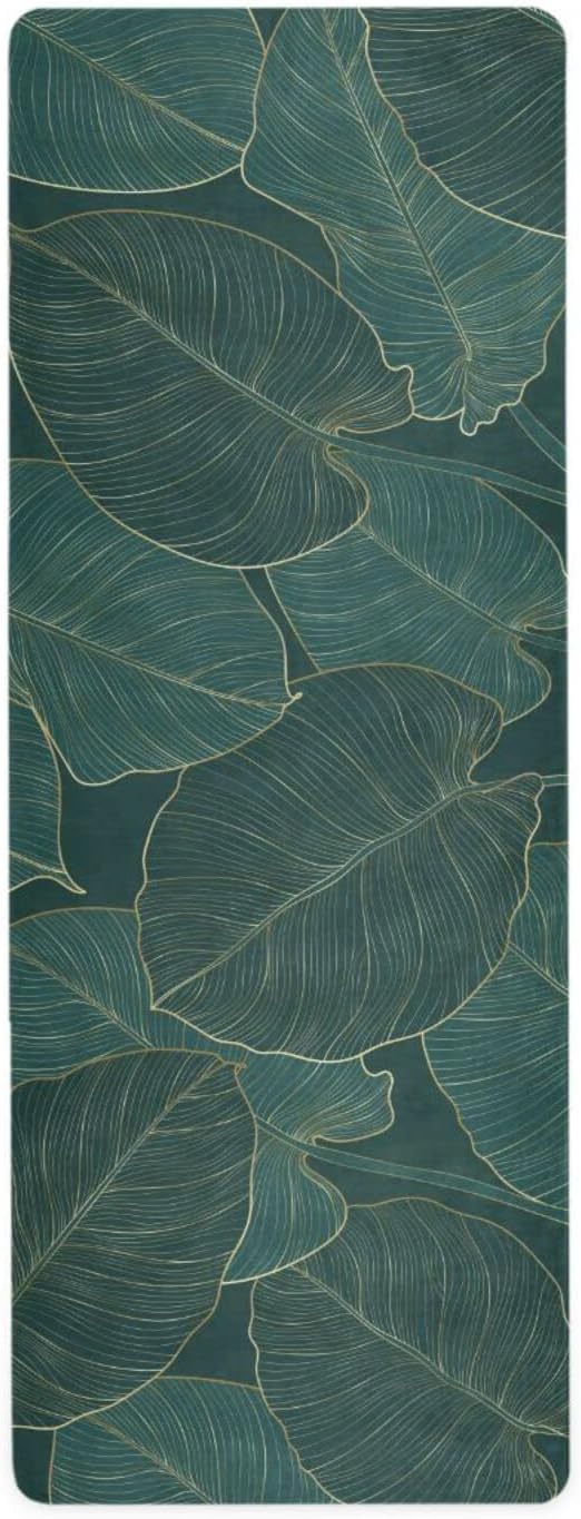 ZOEO Vintage Mandalas Leaves Yoga Mat - Non Slip Thick Kids Banana Palm Eco Rubber Workout, 70.8''x26''