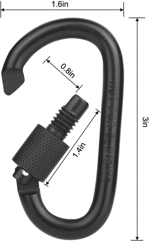 Locking Carabiner Clip, Vonpri 3 Inch D Ring Clips, Spring Snap Key Chain Hook, Aluminum Carabiners for Outdoor Travel