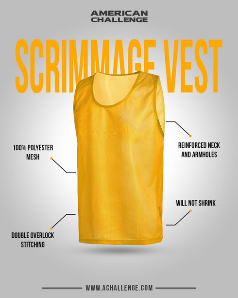 (10-Pack) Scrimmage American Challenge Soccer Pinnies Mesh Jersey Vest for Practice, Soccer Pennies and Training Bibs