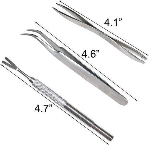 3 Pack Tick Remover Tool Set Stainless Steel Kit for Cats and Dogs