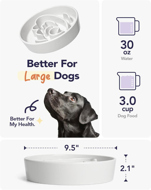 Ceramic,3 LE TAUCI Slow Feeder Dog Bowls Cups Slow Feeding Dog Bowl Medium Large Breed, Pet Bowl for Fast Eaters