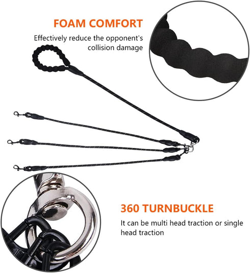 Three Dog Leash,Comfortable Double Dog Leash with Reflective,360 Swivel No Tangle 3 Dog Training Leash,for Large Medium Small Dogs (Black, Three Leashes)