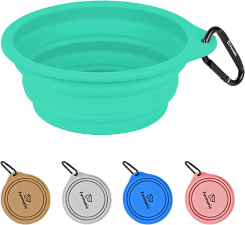 Portable Collapsible Dog Bowl - Food Grade Silicone, Large Capacity, Easy to Wash, Ideal for Outdoor Camping (Green)