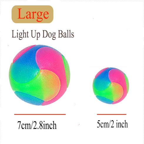 FineInno 4 pcs Large Light Up Dog Balls - Flashing Elastic Glow in The Dark Interactive Pet Toys