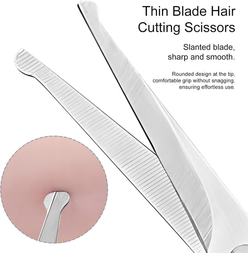 Jaasuee Set Trimming, Pet Grooming Scissors for Body & Facial Durable Stainless Steel Blades with Rounded Tips