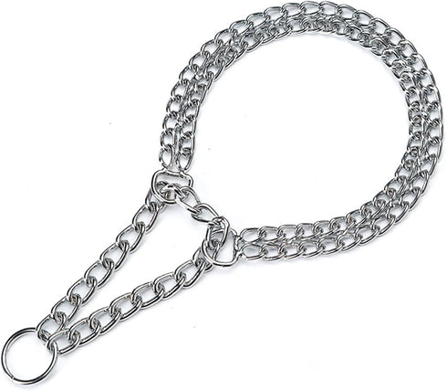 Dog Choker Collar: Martingale Training Double Row Chain for Medium Large Dogs (M-16” for Neck 11-14")