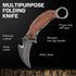 Pocket Karambit Knife with Wood Handle Clip, 440C Steel Sharp Raptor Claw Blade for Camping EDC