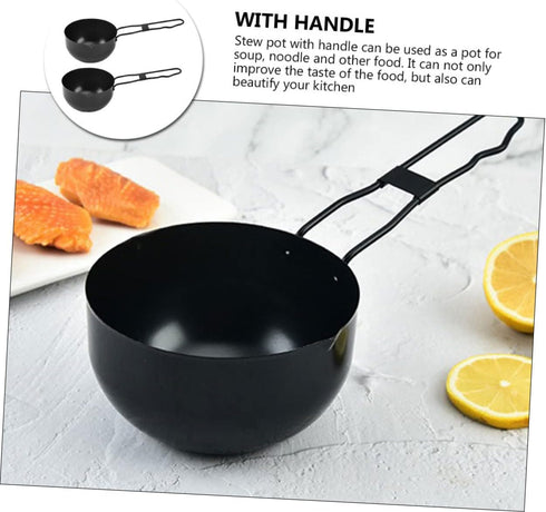 2pcs Zerodeko Outdoor Soup Pot Iron Cooking Pot Stew Kitchen Cookware Portable for Camping Mountaineering Fishing