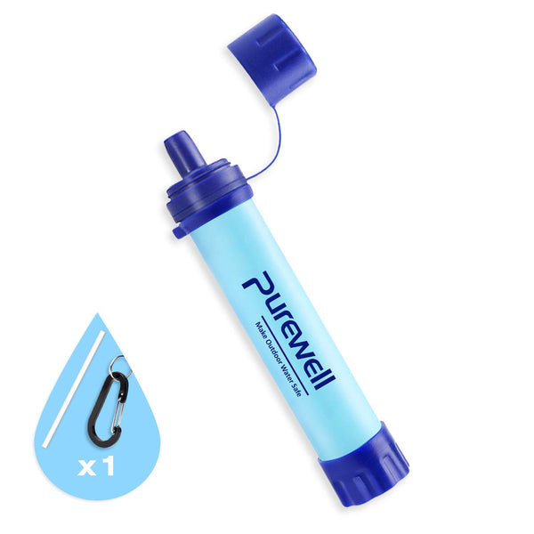 Purewell Personal Water Filter Straw, Emergency Water Purifier for Camping, Hiking, Climbing, Backpacking