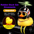 wonuu Rubber Duck Toy Car - Yellow Duck Dashboard Decorations, Squeeze Duck Bicycle Horns with Propeller Helmet