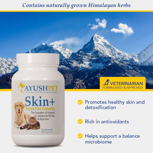 Ayush Pet Skin Plus, Neem Supplement, 90 Capsules for Healthy Skin and Coat