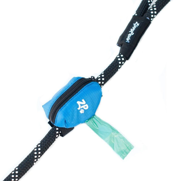 ZippyPaws Dog Poop Bag Holder Leash Attachment, Glacier Blue