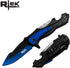 Rtek 5" Tactical Bottle Opener - Glass Break Easy Open Stainless Steel Pocket Folding Knife (Blue)
