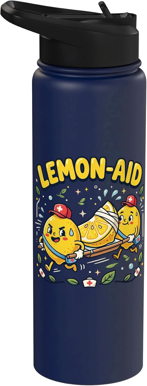 Lemon Paramedic Rescue Designs Lemon Aid Ambulance Lemonade Pun Citrus Fruit Lover Foodie Stainless Steel Insulated