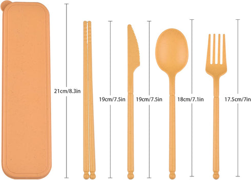 Travel Utensils with Case, Camping Utensil Set Rrusable Utensils Set with Case, Plastic Cutlery Set Forks Spoon Tableware, Portable Camping Cutlery Set for Travel Picnic Camping or Daily Use by CUNTAUK