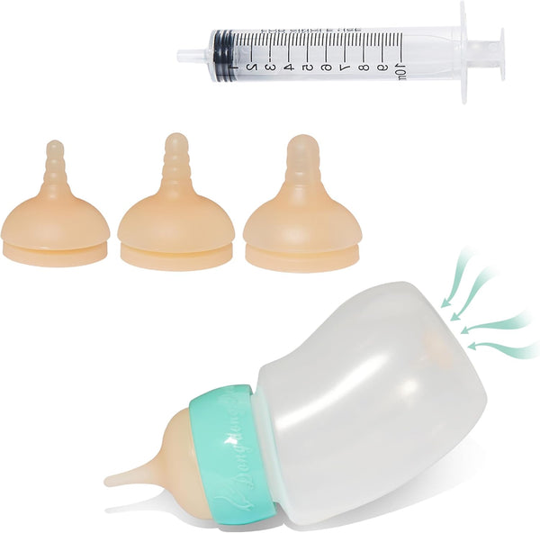Doggiema Puppy Bottles,Silicone Feeding Nipple and Syringes for All Breed of Puppies