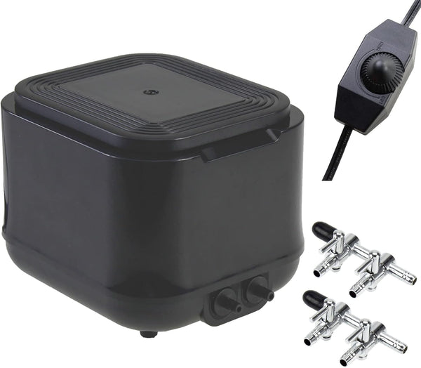 AQUANEAT Powerful Aquarium Air Pump, 250GPH, 10W, Dual Outlets for up to 300 Gallon Fish Tank
