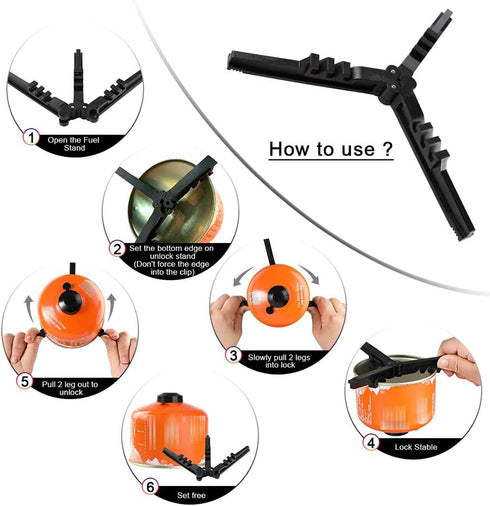 Folding Universal Fuel Can Canister Stand - Caudblor Tripod Stabilizer for Camping Stoves, Outdoor Hiking
