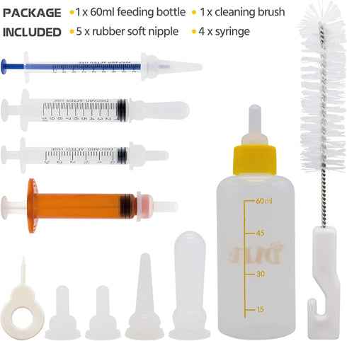 Puppy Kitten Nursing Bottle for Newborn Baby Dog Cat Rabbit Feeding with Nipples Feeder Kit