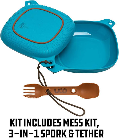 UCO 4-Piece Camping Mess Kit with Bowl, Plate and 3-in-1 Spork Utensil Set by UCO