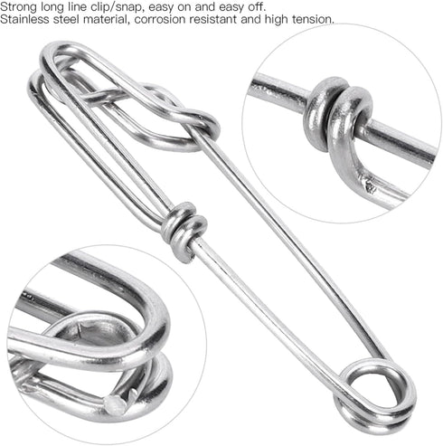 Gsycle 15pcs Tuna Clips, Stainless Steel Fishing Snap Clips Longline Branch Hangers Snap Fishing Accessory Easy On Off