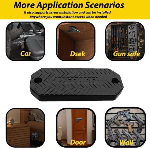 WEDNBR 56 lbs Gun Magnet .Magnetic Mount for Car, Truck, Desks, Safes&Walls, Indoor Racks,HQ Rubber Coating,Concealed