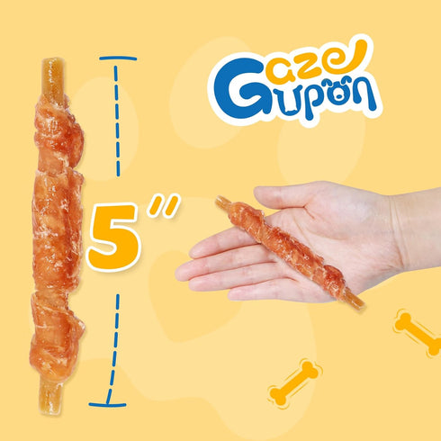 Gazeupon Dog Dental Treats, Chicken Wrapped Peanut Butter Sticks, Healthy Training Snacks for Dogs, Easy to Digest