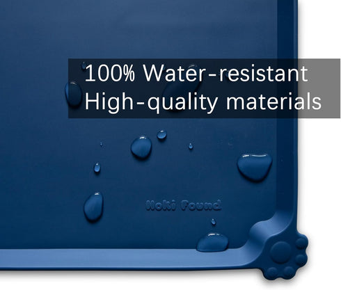 Hoki Found Silicone Pet Food Mats Tray - Non-Slip Dog Cat Bowl Mats, Waterproof Feeding Mat - Indigo Ink