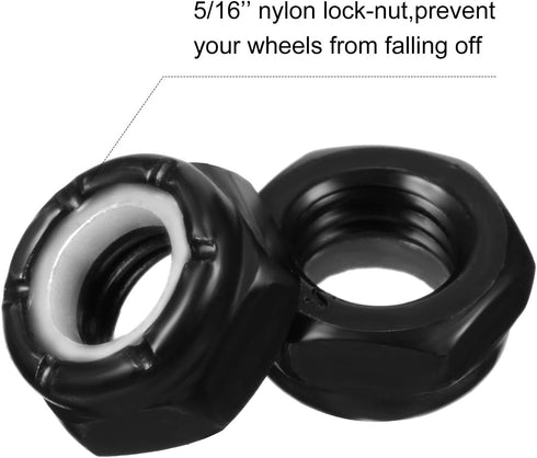 Hotop 56 Pcs Skateboard Truck Hardware Kit, Includes 8 Spacers, 8 Axle Nuts, 40 Speed Rings for Skateboard and Longboard