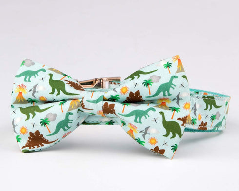Dinosaur Dog Bow Tie, Detachable Bowtie, Adjustable Collar for Small Medium Large Dogs