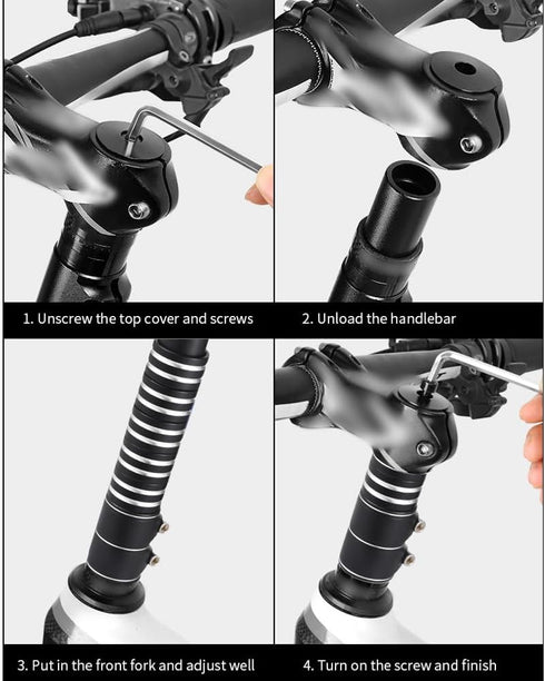 Lixada Bike Stem Riser, Adjustable Handlebar Riser Adapter, Black, Suitable for Mountain Bike, Road Bike, MTB