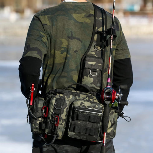 Fishing Tackle Bag - Tactical Sling Storage Bag, Lightweight Backpack for Fishing Hiking Hunting Camping