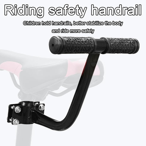 Set hatleues Extra Wide Bike Back Seat Cushion Bike Seat with Backrest Bike Armrest Footrest Handrail Pedals Kids Child