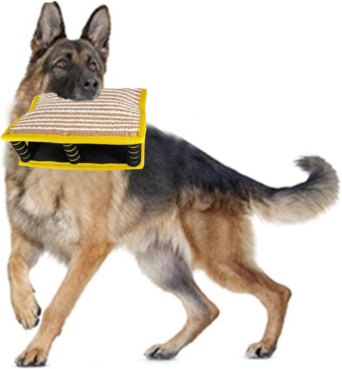JOROBURO 3 Dog Bite Wedge, Puppy Training Interactive Play Toy Jute Biting Pad with Comfortable Handles, Portable Dog