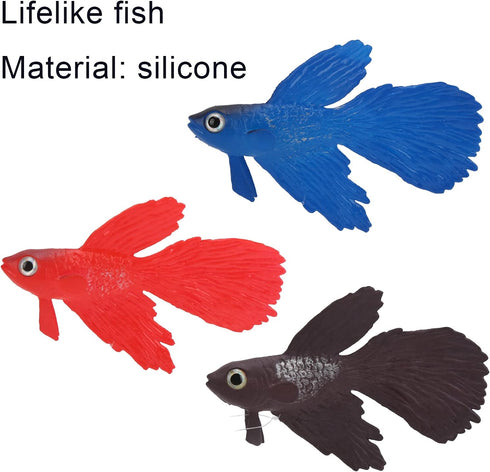 Tnfeeon 3 Pieces Lifelike Aquarium Fish Ornament - Environmentally Friendly Silicone Colorful Gold Fish