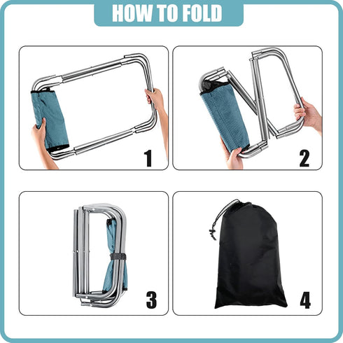 16 Inch Tall Portable Folding Camping Stool - Aluminum Alloy Lightweight Seat With Carry Bag for Fishing, Outdoor