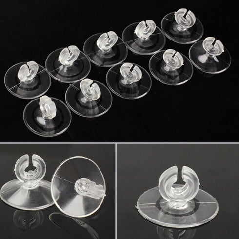 10 Pcs Aquarium Suction Cups, Reusable Clips with Ultra Strong Suction Force for Airline Tubing/Hose (Clear)