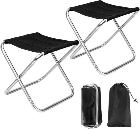 CUGBO 2Sets Portable Folding Camping Stool, Lightweight Camp Chair for Fishing Hiking, Compact