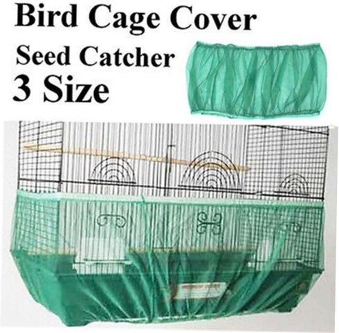 Housoutil Adjustable Bird Cage Net, Nylon Catcher Cover, Protector for Bird Cages, Elastic Bird Cage Skirt Guard