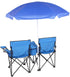 Kcelarec Double Portable Picnic Chair Folding Camping Chair W/Umbrella Table Carrying Bag Cooler Fold Up Table