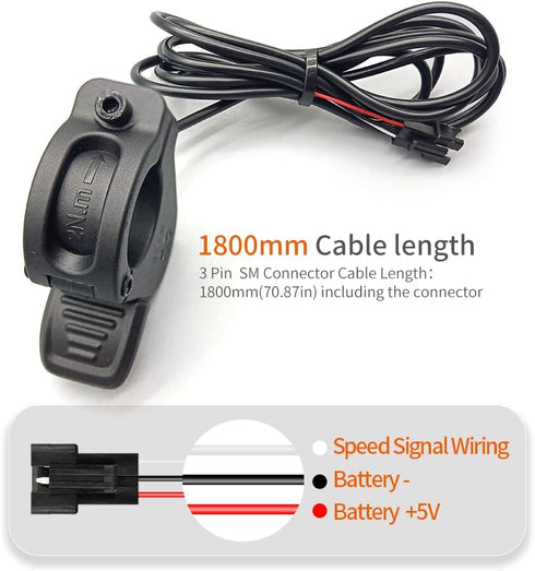 WUXING 300X Ebike Thumb Throttle, Right/Left Hand Quick Disassembly for 24V 36V 48V 60V 72V Electric Bicycle Accelerator